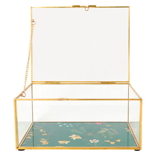 Small Gold Glass Jewellery Storage Box