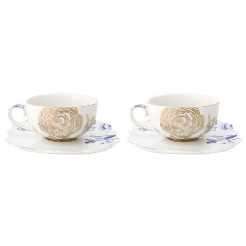 White Royal Floral 225ml Porcelain Cup & Saucers