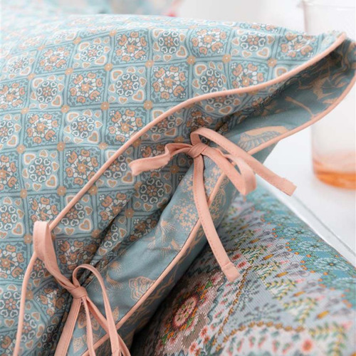 Light Blue Origami Tree Cotton Quilt Cover Set