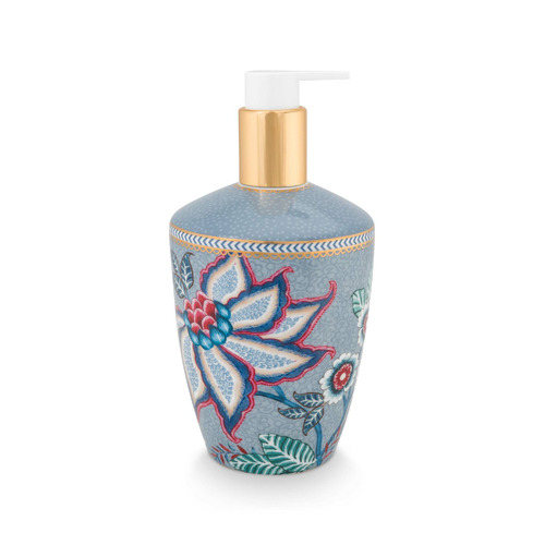 PipStudio 3 Piece Light Blue Flowery Porcelain Bathroom Accessories Set