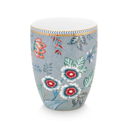 PipStudio 3 Piece Light Blue Flowery Porcelain Bathroom Accessories Set