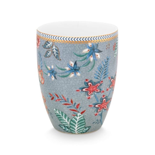 PipStudio 3 Piece Light Blue Flowery Porcelain Bathroom Accessories Set