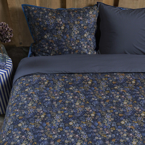 Dark Blue Tutti i Fiori Cotton Quilt Cover Set
