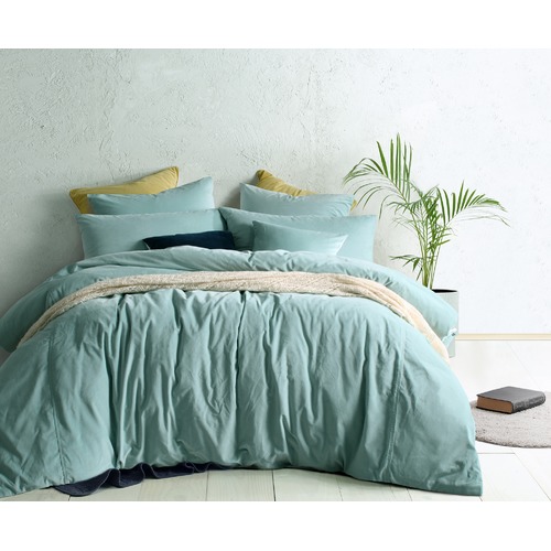 Mist Green Cotton Velvet Double Bed Quilt Cover Set Temple & Webster