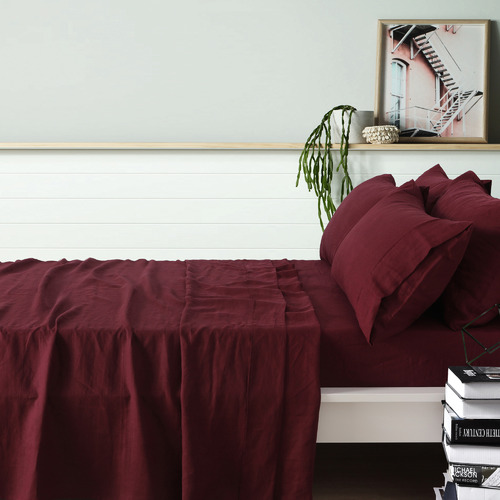 Merlot French Linen Sheet Set