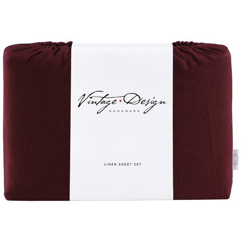 Merlot French Linen Sheet Set