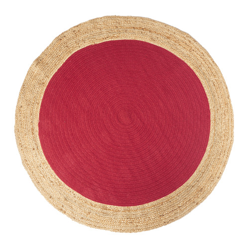 Red Maha Hand-Loomed Jute-Blend Round Rug