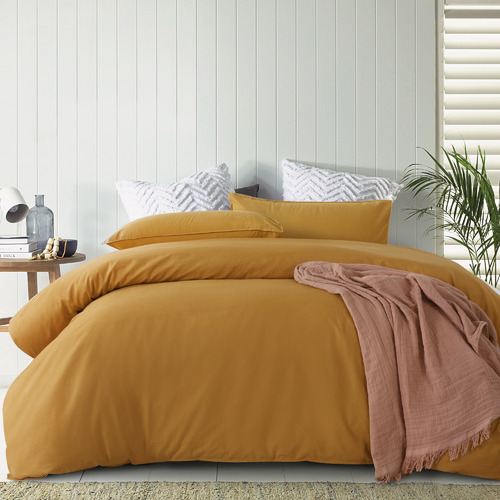 Ochre Lee Stonewashed Cotton Quilt Cover Set