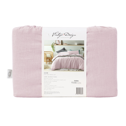 Vintage Design Pink French Linen Quilt Cover Set & Reviews Temple