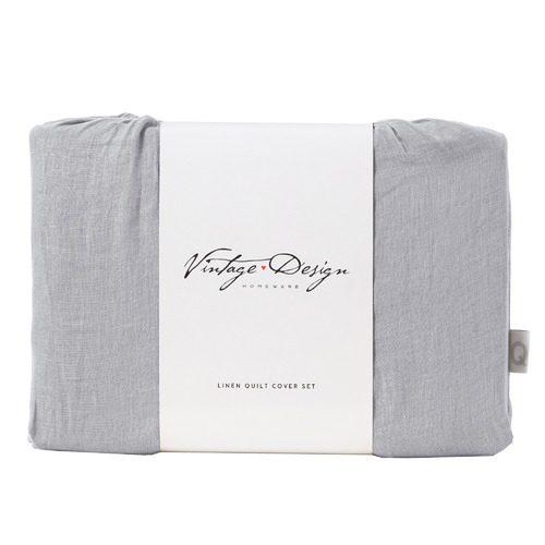 Silver French Linen Quilt Cover Set