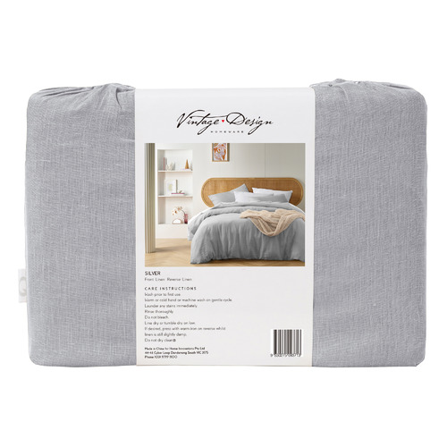 Silver French Linen Quilt Cover Set