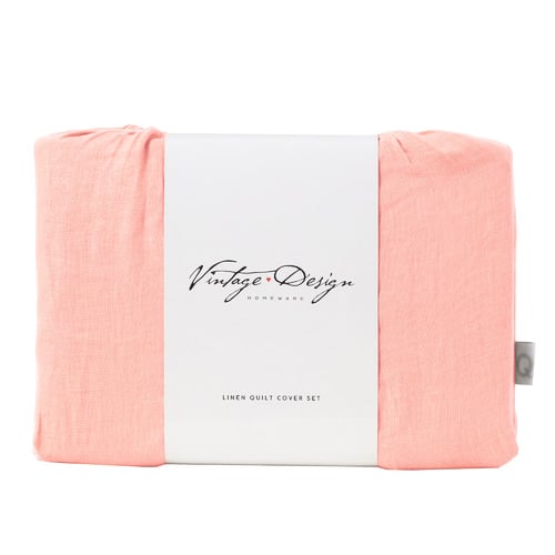 Peach French Linen Quilt Cover Set