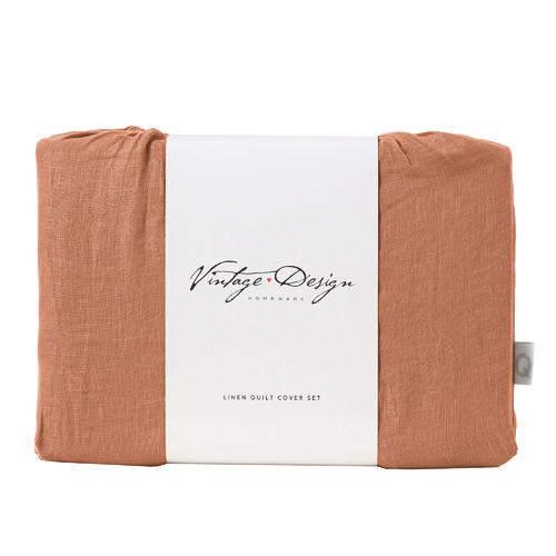 Russet French Linen Quilt Cover Set