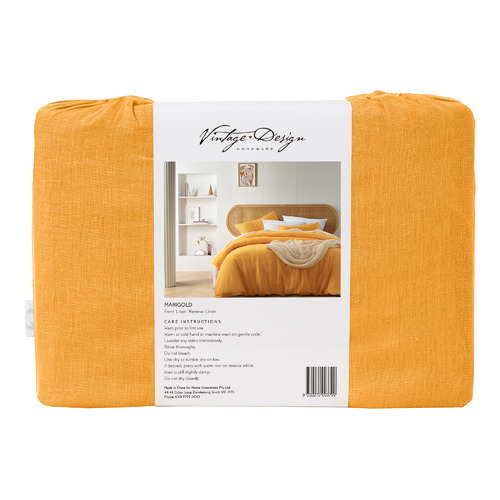 Vintage Design Marigold French Linen Quilt Cover Set Temple & ster