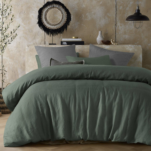 Sea Green Hemp Quilt Cover Set