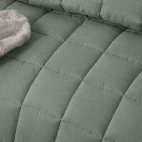 Sage French Linen Coverlet Set