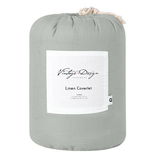 Sage French Linen Coverlet Set