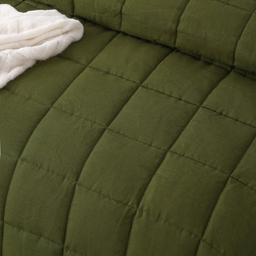 Olive French Linen Coverlet Set