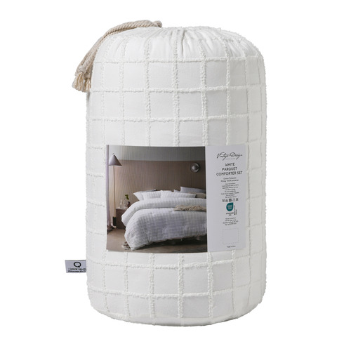 3 Piece White Parquet Comforter Set
