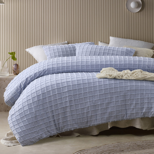 Snooze Blue Parquet Cotton Quilt Cover Set