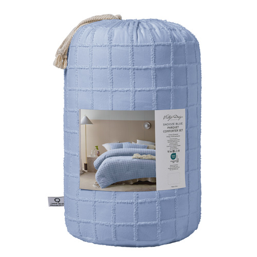 3 Piece Snooze Blue Parquet Comforter Set