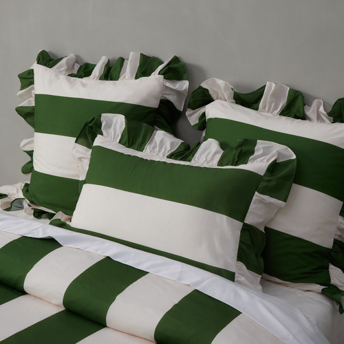 Green Candy Ruffle Cotton Quilt Cover Set