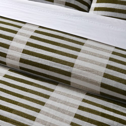 Green Stripe Tempo Cotton Jacquard Quilt Cover Set