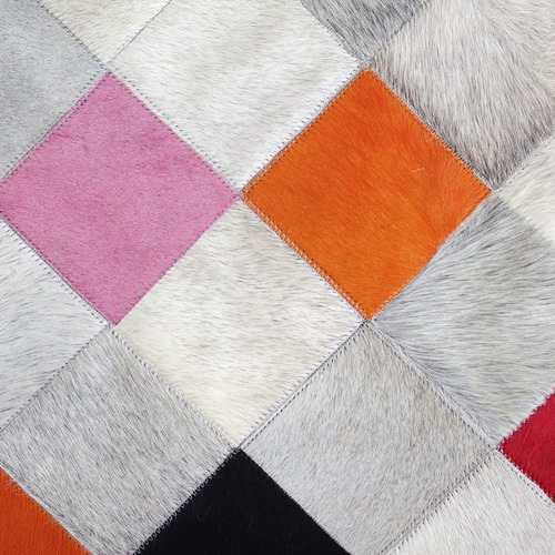 Pink Falling Squares Cow Hide Rug | Temple & Webster