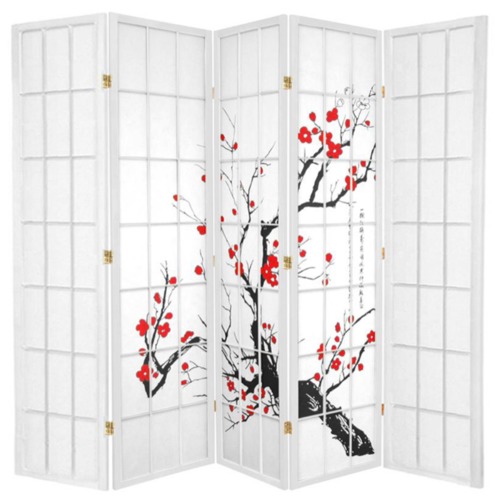 5 Panel Cherry Blossom Room Divider Screen