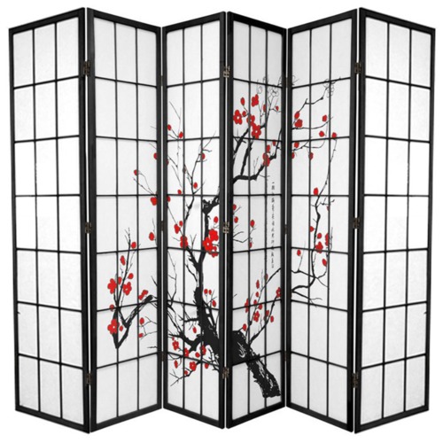 6 Panel Cherry Blossom Room Divider Screen