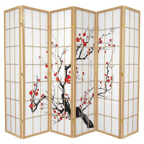 6 Panel Cherry Blossom Room Divider Screen