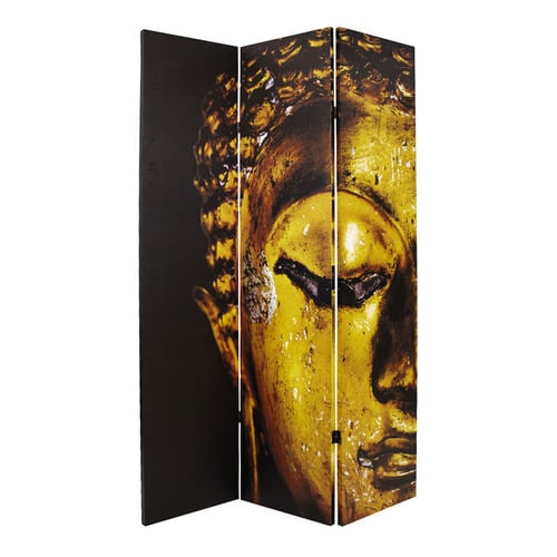 3 Panel Gold Buddha Canvas Room Divider