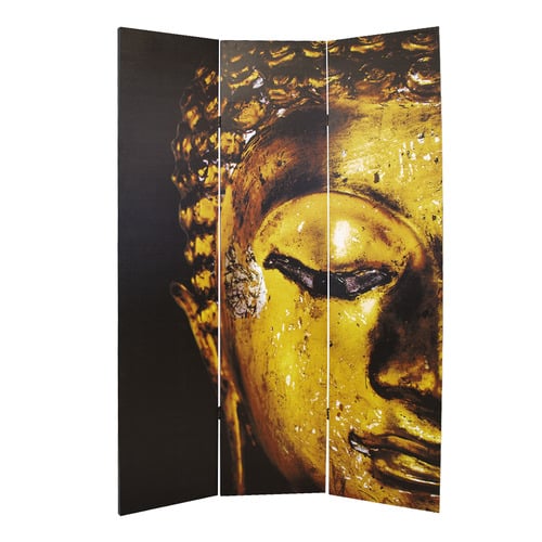 3 Panel Gold Buddha Canvas Room Divider