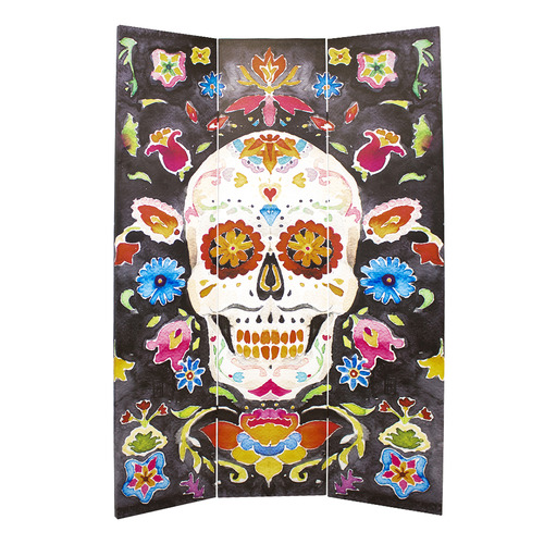 3 Panel Candy Skull Canvas Room Divider