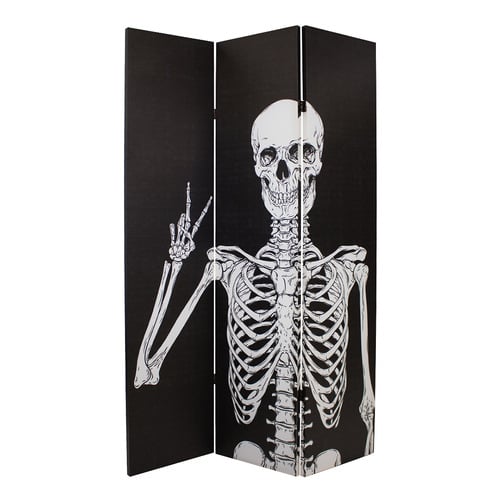 3 Panel Peace Skeleton Canvas Room Divider