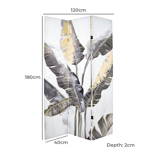 3 Panel Helvonia Leaves Canvas Room Divider