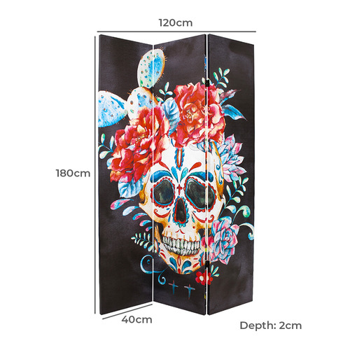 3 Panel Candy Skull Canvas Room Divider