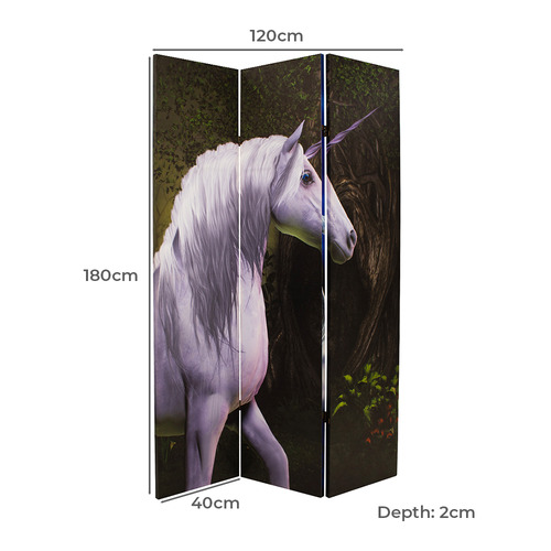 3 Panel Magical Unicorns Canvas Room Divider
