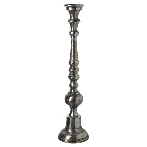 Dark Grey Issac Metal Pillar Candle Holder Temple & ster