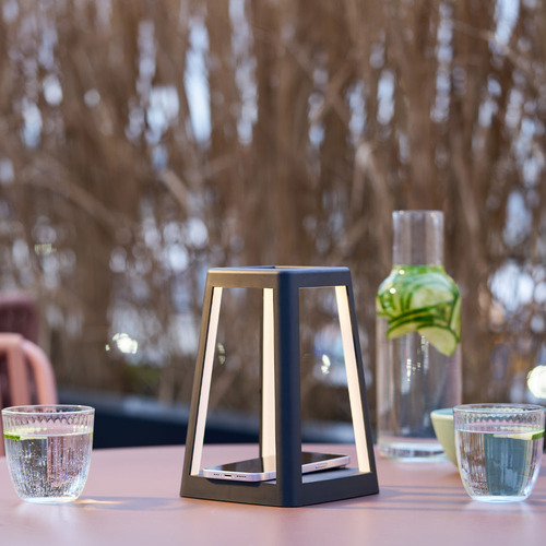 Lexon 21cm Lantern Rechargeable LED Outdoor Lamp with Wireless Charger