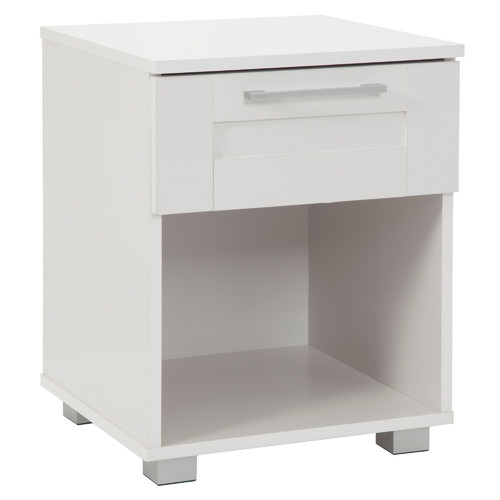 In Home Furniture Style White Teagan 1 Drawer Bedside Table
