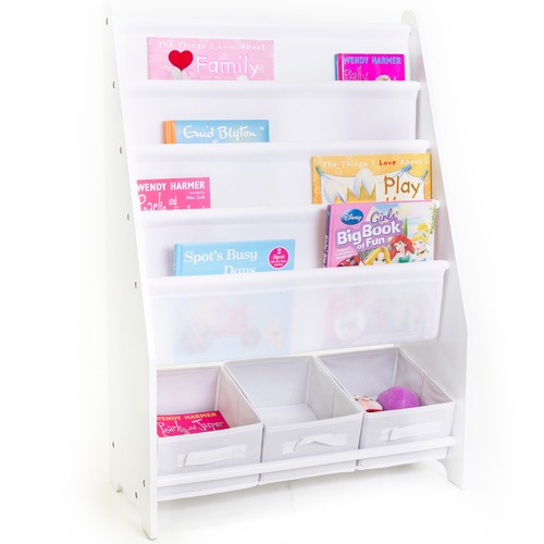 In Home Furniture Style Mia Kids' Book Display with 3 Storage Tubs