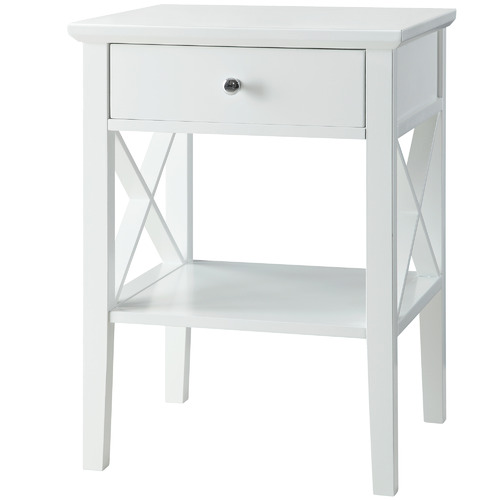White Long Island 1 Drawer Side Table