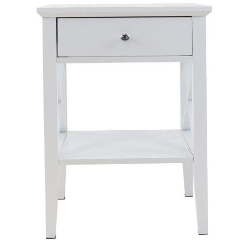 White Long Island 1 Drawer Side Table