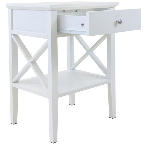 White Long Island 1 Drawer Side Table