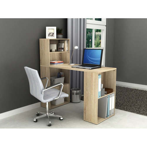 Natural Baxter Office Desk with Shelves