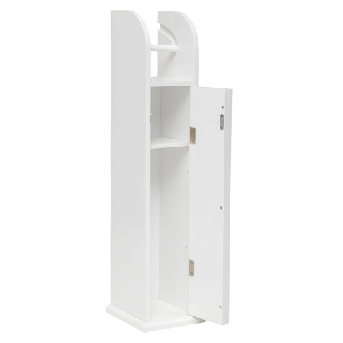White Peralta Bathroom Cabinet with Toilet Roll Holder