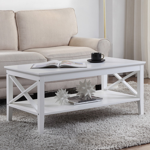 In Home Furniture Style White Long Island Rectangular Coffee Table ...