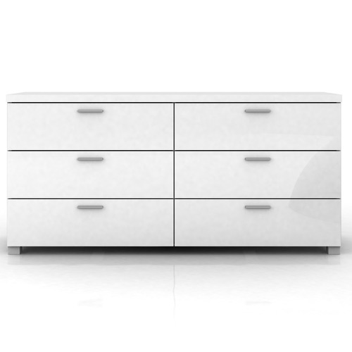 White high gloss chest store of 6 drawers