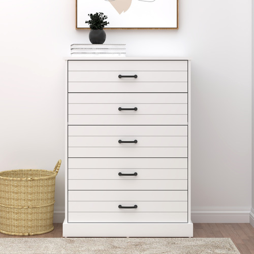 White Hamptons 5 Drawer Chest Temple & ster